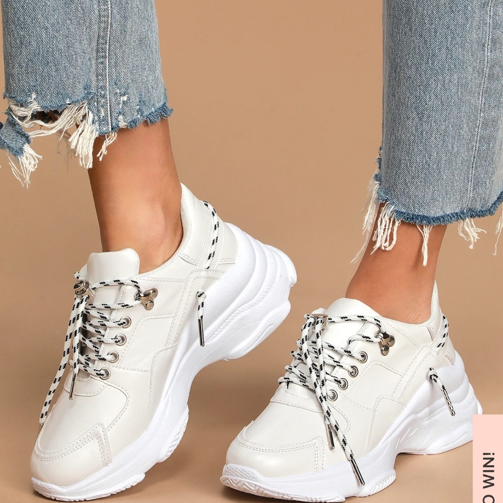 Lulu's Ibiza white chunky sole sneakers